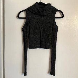 Peakaboo shoulder turtleneck sweater